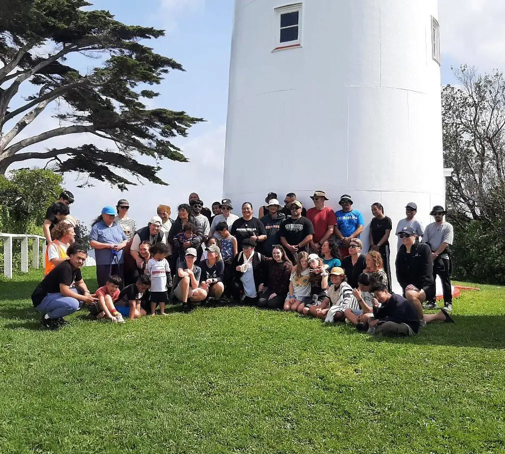 Group of church members gathered together outdoors